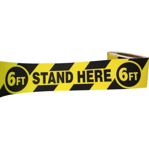 3X54' Warning Anti-Skid Tape 6Ft Stand Here 6Ft, PK4